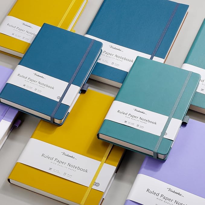 HIUKOOKA College Ruled Journal Notebook,320 Pages A5 Hardcover Large Journal,Thick Paper,Leather Journal for Writing Office School Business,5.75''x8.38''-Navyblue