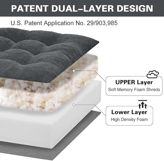 TANYOO Recliner Cushion Patent Dual Layer Fillings Chair Cushion for Elderly 20x20x5 Inches Extra Large Pad for Armchairs Booster Seat Cushions Pain Pressure Relief Dark Grey