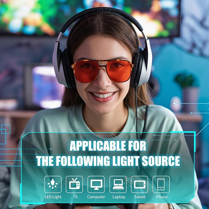 FEISEDY Sleep Blue Light Glasses for Woman Men 99.9% Computer Gaming Red Lens Eyeglasses Reduce Eyestrain G2835