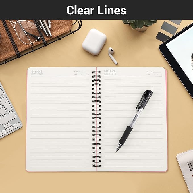 EUSOAR Spiral Notebook, 1 Pack 5.5" x 8.3" 160 Pages Pink A5 College Ruled Notebooks, Hardcover Lined Travel Writing Notebooks, Memo Notepad, Office Meeting Essentials Composition School Supplies