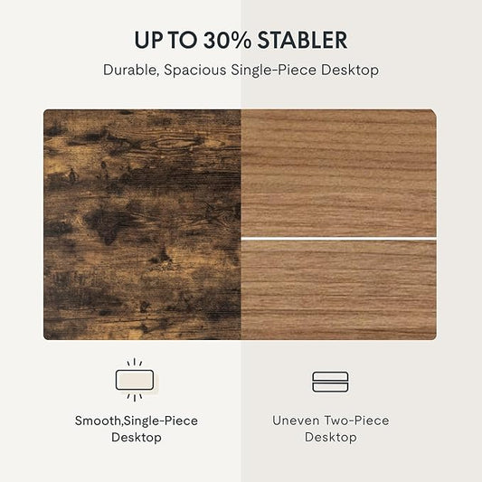 FLEXISPOT EN1 One Piece Standing Desk, 48" x 30" Electric Height Adjustable Sit Stand Desk for Home Office (White Frame + 48" Rustic Top, 2 Packages)