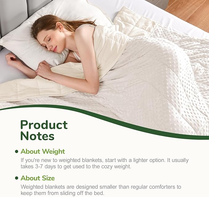 Sivio Weighted Blanket for Adults Twin Size 15 lbs, Soft Heavy Blanket for Stress Relief and Sleep Promotion, Brethable Cooling Weighted Throw Blanket for All-Season, White, 48 x 72 inches