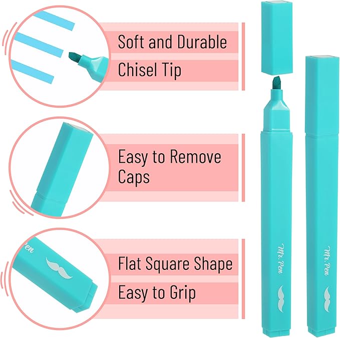 Mr. Pen- Aesthetic Highlighters, 10 pcs, Chisel Tip, Pastel Colors, Cute Highlighters Assorted Colors, Back to School Supplies
