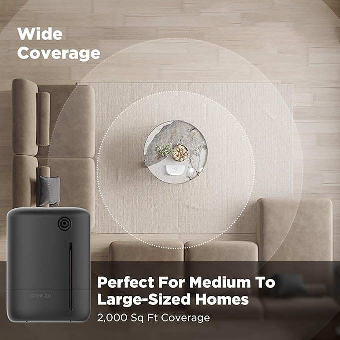 Waterless Essential Oil Aromatherapy Diffuser - Hotel Scent Diffuser Machine for Home - Cold Air Diffuser Machine for Large Room - App Control - Studio Scent Diffuser - Office Fragrance - Black