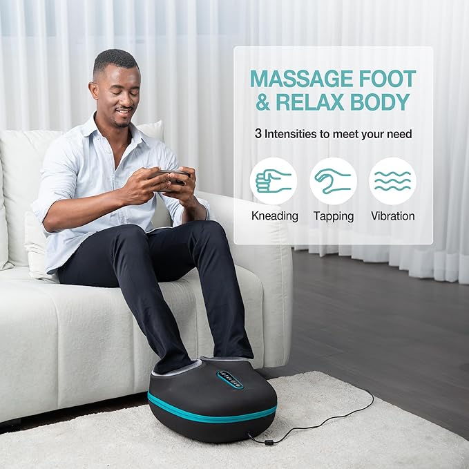 2-in-1 Shiatsu Foot and Back Massager with Heat, Foot Warmer Heating Pad for Circulation and Pain Relief, Plantar Fasciitis, Neuropathy, Adjustable Kneading Massagers, Gifts for Women,Men