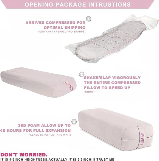 Simian Premium Meditation Bolster - Rectangular Support Cushion with Velvet Cover, Washable, for Restorative & Yin Yoga