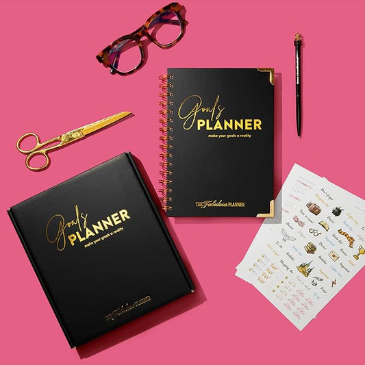 Undated Goal Planner, Daily & Weekly Organizer & Productivity Planner with Goal Setting Worksheets, To Do lists Journal, Notes & Ideas Pages, A5 Size (Black)