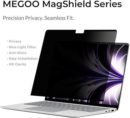 Megoo Privacy Screen for MacBook Pro 16 Inch (2021–2024, M1,M2,M3,M4,Pro,Max), Matte Anti-Glare, Blue Light Filter, ±30° Anti-Spy View, Magnetic, Storage Case – Premium Business Protection