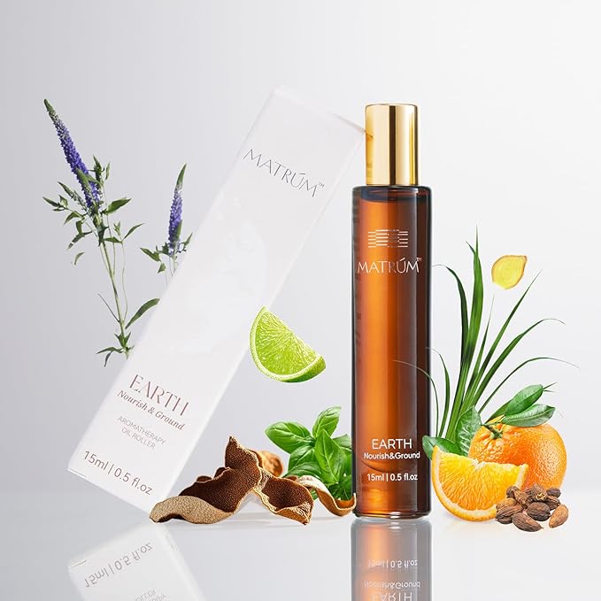 Anxiety Ease Essential Oil Blend Roller Nourish and Ground | Earth Element | Patchouli, Frankincense, Cardamomum Leaf, Vetiveria Zizanioides Root, Sandalwood Oil, Aromatherapy Oil 0.5 Fl Oz