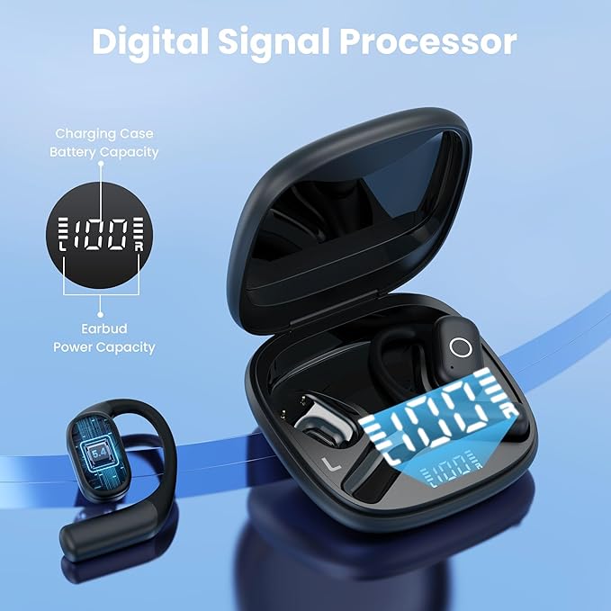 YHO Open Ear Headphones Ear Buds Wireless Earbuds 80Hrs Playtime Bluetooth Ear Buds with Earhooks Bluetooth 5.4 Touch Control Air Conduction Sport Headsets IPX7 Waterproof Earphones for Running