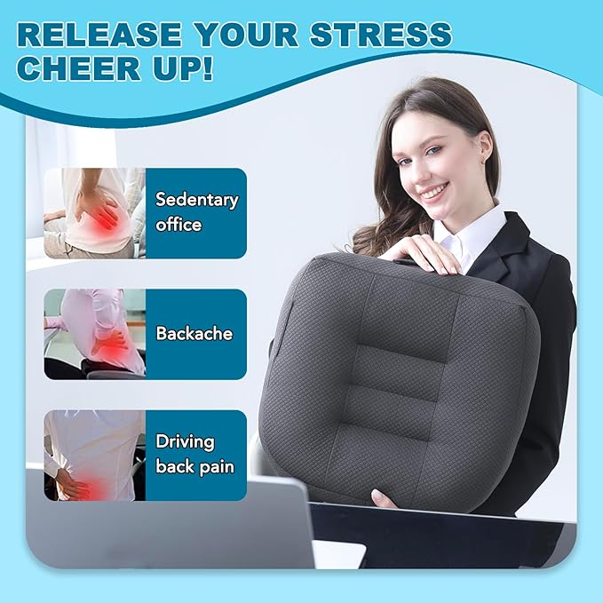 Office Chair Cushions for Back and Butt, Ergonomic Chair/Seat Cushion for Long Sitting, Sitting Pillow for Automobile, Wheelchair, Computer,Office Chair Hip Support Grey