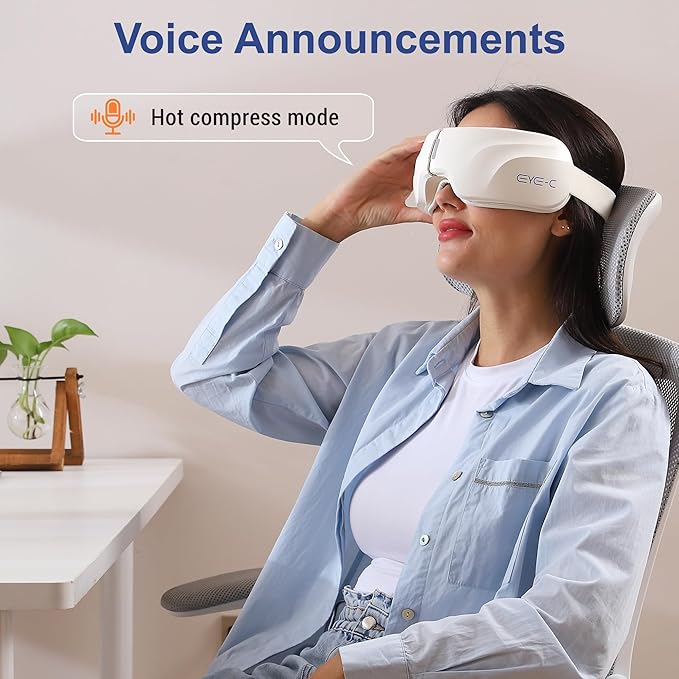 Eye-C Eye Massager Rechargeable, Portable Eye Relax Device with Heat & Vibration for Relaxation, 180° Folding Design, Gifts for Friend, Mom, Dad, Christmas