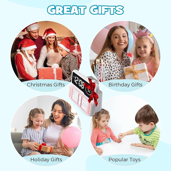 7-in-1 Visual Timer for Kids & Adults with Task Planner – ADHD Time Management Tool with Alarm, Countdown, Calendar, Temperature Display & Storage – Ideal for Home, School (Pink)