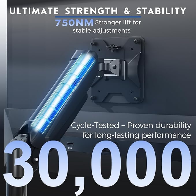 BONTEC Monitor Arm Desk Mount, Gas Spring Monitor Stand, Adjustable Full Motion VESA with C Clamp & Grommet Base, Supports 6.6-19.8lbs LCD/LED Tilt, Swivel, Rotation (Dual Arms, 15-32 Inch)