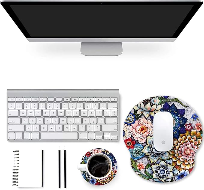 ToLuLu Mouse Pad Wrist Rest Support Gel, Ergonomic Mouse Pads with Non Slip PU Base, Mouse Wrist Rest Pad for Laptop Computer Home Office Working Gaming Pain Relief, Beautiful Flo