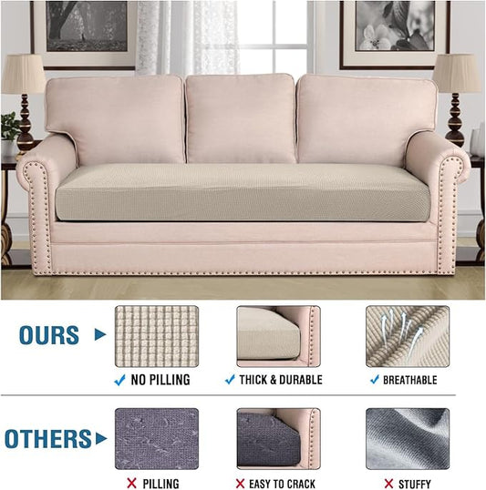 H.VERSAILTEX Super Stretch Individual Seat Cushion Covers Sofa Covers Couch Cushion Covers Slipcover Sets Thick Jacquard Textured Twill Fabric (1 Piece Sofa Cushion Cover, Island Fossi)