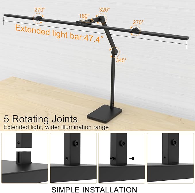 36W 3000LM Ultra Bright Architect Desk Lamp with Base, 47.4Inches Wide Tall Overhead Desk Light for Home Office, Dimmable Table Light with Remote for Desktop Working,Drafting,Reading
