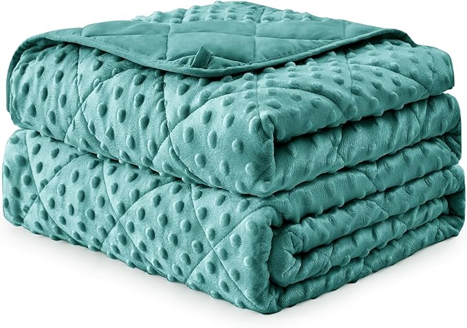 Weighted Blanket Kids (10lbs, 40"x60" Throw Size) - Breathable Minky Heavy Blanket for 80-120lbs with Premium Glass Beads - Soft Thick Blankets for All-Season Sleeping Comforter - Teal