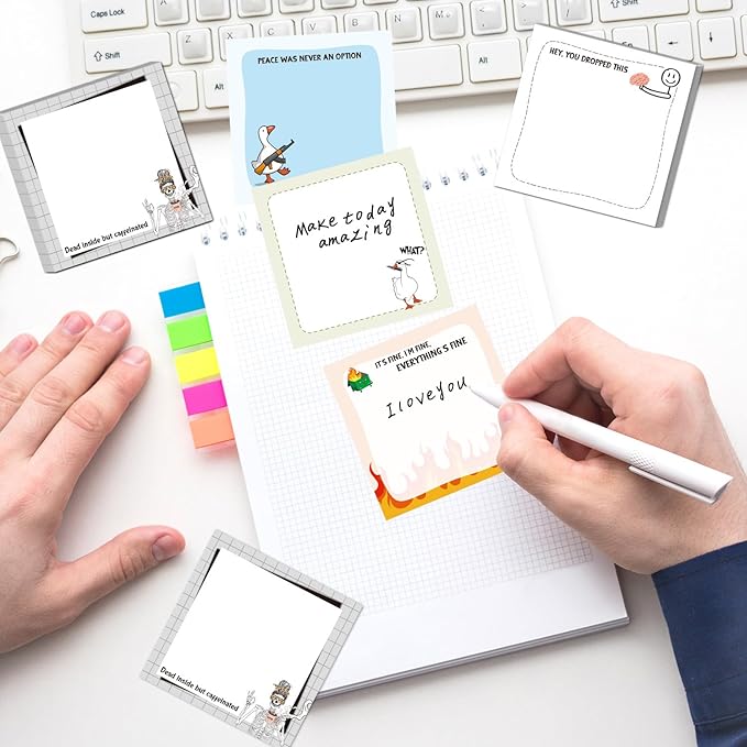 Funny Sticky Notes Gifts - 9 Pack Funny Sticky Notes 3x3 Inch Office Gifts for Coworkers Everything is Fine Post Memo Pads Work Gag Self-Stick Notepads Office Study Supplies 450 Sheets
