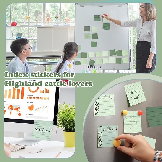 24 Pcs Sage Green Sticky Notes 1680 Sheets Sage Green Office Supplies 3 x 3 Inches Pastel Self Stick Note Pads for Teacher Women Gift Office School Bible Journaling Planner (Lined)