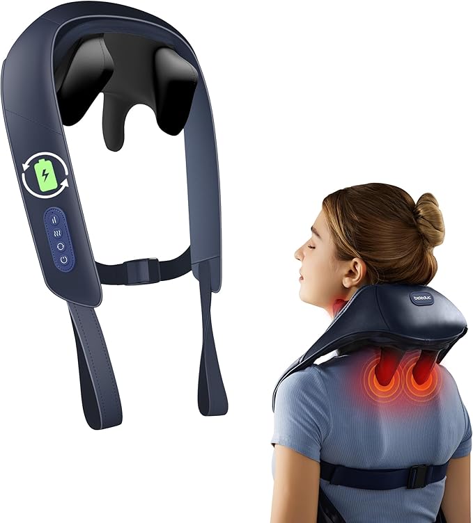 Cordless Neck Massager with Heat,Neck Shoulder Massager for Pain Relief Deep Tissue, Massager for Back Shoulder,Gift for Men Women Mom Dad