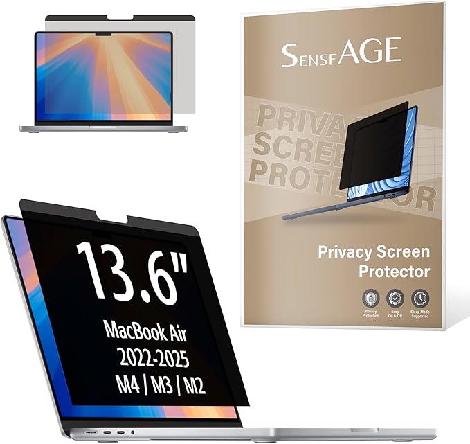 SenseAGE Magnetic Privacy Screen Filter for MacBook Air 13.6 inch (2022-2025, M2, M3, M4), Removable Laptop Privacy Screen Protector, Anti-Blue Light Glare, Compatible with MacBook Air 13.6"