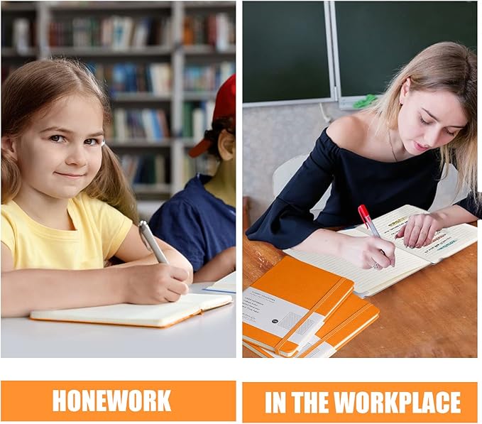 Lined Journal Notebook, 10Pack(Orange), 160 Pages, Medium 5.7 inches x 8 inches - 100 gsm Thick Paper, Hardcover