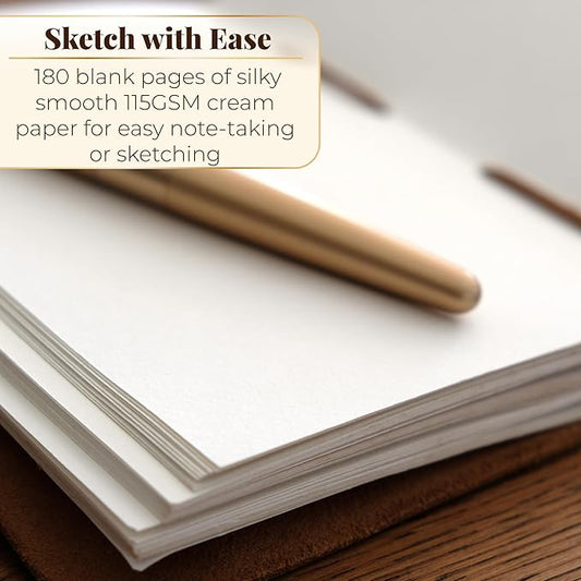 Compass Leather Journal for Men & Women - Blank Journal Notebook with Unlined Paper - Leather Prayer Notebook - 5x7in