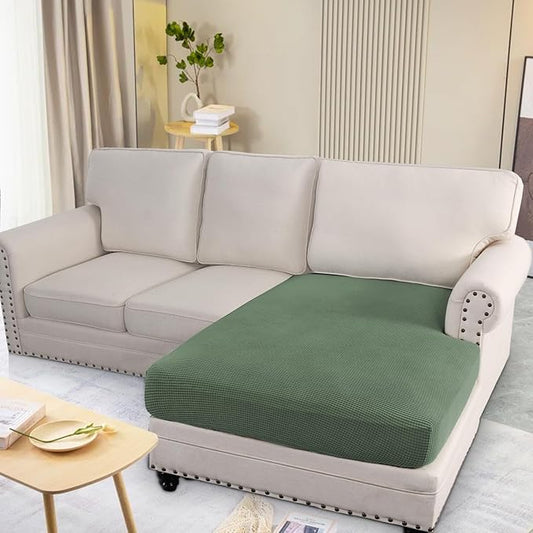 H.VERSAILTEX Super Stretch Individual Chaise Cover Sectional Couch Covers for L Shaped Sofa Both Left/Right Featuring Thick Jacquard Textured Twill Fabric (1 Piece Chaise Cover, Loden Frost)