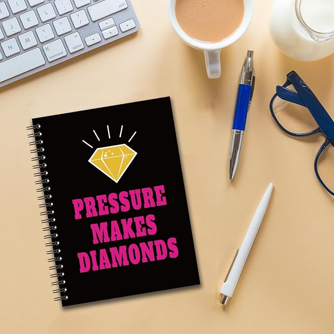 YAZMEEN Inspirational Blank Spiral Notebook(160 Pages) Pressure Makes Diamonds Hardcover Sketchbook Encouragement Notebook Journal Funny Birthday Gifts for Strong Teen Student Colleague Boss Friend