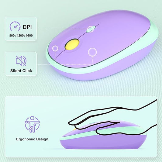 MOFII Wireless Keyboard and Mouse Combo, Cute Keyboard Full Size and Wireless Mouse, 2.4GHz Retro Typewriter Keyboard and Mouse Set for PC/Desktop/Laptop/Windows (Mint Green)