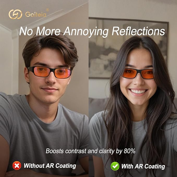 Goiteia Orange Blue Light Blocking Fit Over Glasses-Amber Blue Light Glasses Over Glasses for Better Sleep/Eyes Strain