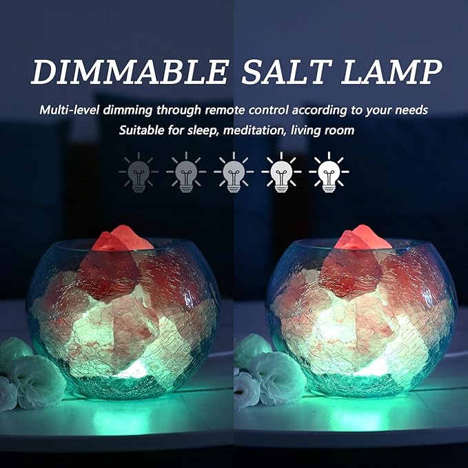 USB Himalayan Salt Lamp with Remote Control, 16 Colors Lighting & 4 Color Changing Mode Salt Rock Lamp, Used for Holiday Gift, Home Deco, Yoga, Office