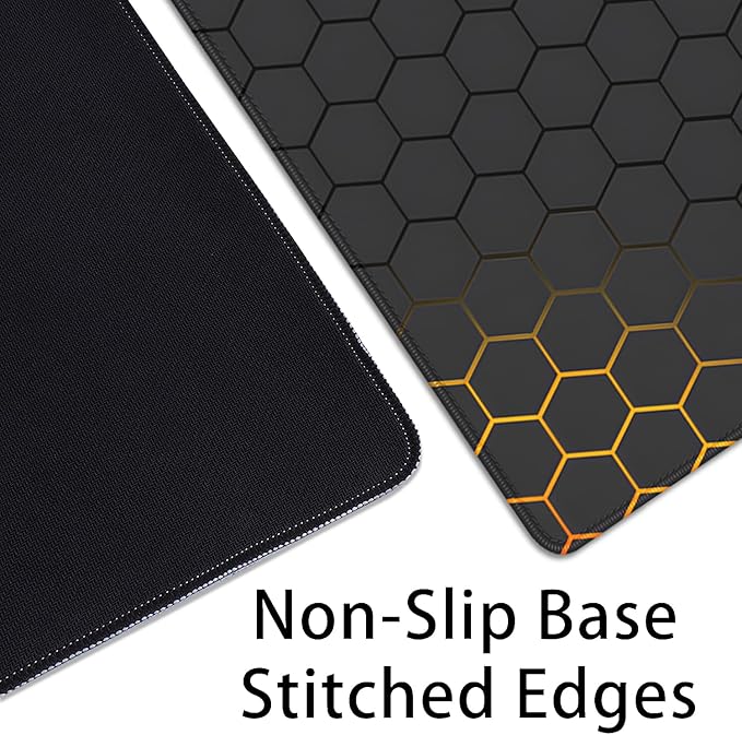 Black Gold Honeycomb Mouse Pad Desk Pad,Extended Gaming Mouse Mat,Stitched Edges Non-Slip Waterproof Rubber Base Mousepad for Office Desk Mat(27.5X11.8 in)
