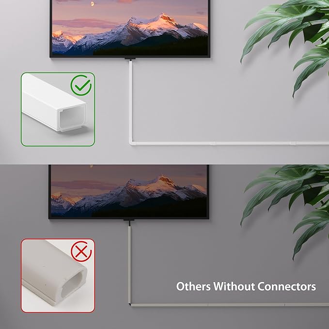 ZhiYo 204in Cord Covers for Wires on Wall, Cord Hider for 1 Wire, Wall Cable Hiders for Mounted TV, Wire Covers for Cords, Cable Management Raceway kit, 12x L17in, W0.6in H0.4in, White