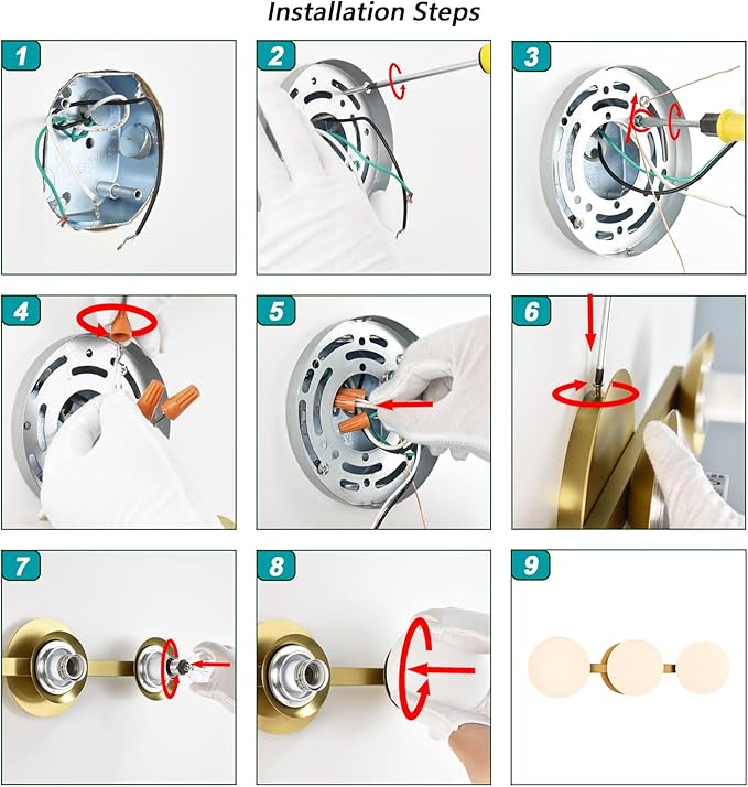 Bathroom Vanity Light Fixtures, Modern 3 Lights Globe Wall Sconce Lighting Aged Brass, Porch Wall Mount Light Fixture for Bathroom, Mirror Cabinets Hallway Stairs