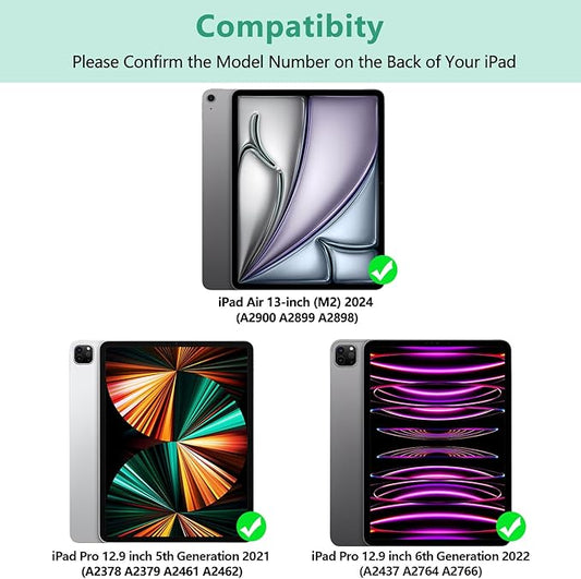 iPad Pro 12.9 inch Case with Keyboard for iPad 12.9-inch 4th/5th/3rd Generation 2020/2021/2018 with Smart Magic Wireless Keyboard - Bulit-in Pencil Holder - Auto Sleep/Wake Function, Green