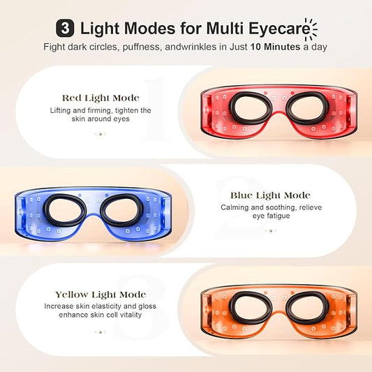 Red Light Therapy for Eyes, 3 Modes Under-Eye Red Light Eye Mask, Eye Massager for Fine Lines Eye Bags and Dark Circles for Men Women