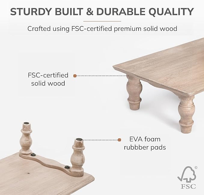 Anji Mountain Monitor Stand - Desktop Organizer & Laptop Riser, Ergonomic Monitor Riser, Space-Saving Monitor Stand for Desk, Durable Construction, Easy Assembly, Ideal for Home & Office,Biscotti