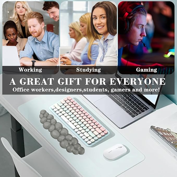 Gel Cloud Keyboard Wrist Rest, Cute Wrist Support and Arm Support Keyboard Rest for Keyboard Typing Pain Relief,Suitable for Office/Computer/Laptop/Gaming(Keyboard Wrist Rest Gray )