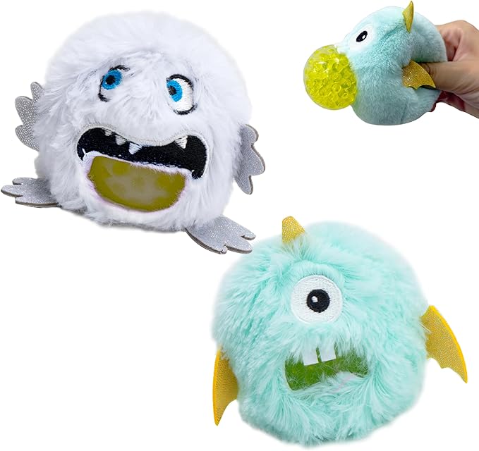 Squishy Toys Stress Balls, Plush Monster Fidget Toys for Kids Adults, Fidget Toys with Squishy Ball Inside Belly for Stress Relief, Calming, Focus, Autism and ADHD