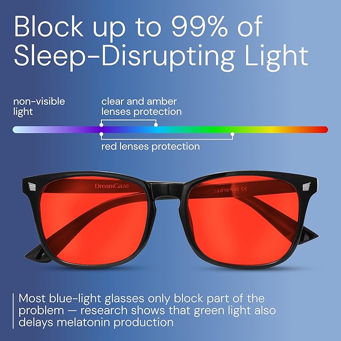 DreamGaze 99.9% Blue Light Blocking Glasses for Better Sleep - Anti Blue Light Glasses Men - Premium Computer Gaming Glasses