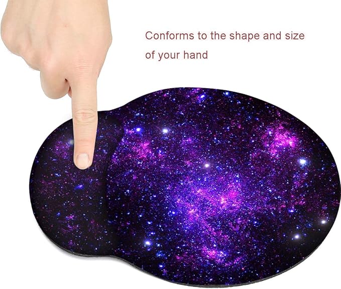 RICHEN Memory Foam Mouse Pad with Wrist Support,Ergonomic Mouse Pad with Wrist Rest,Non-Slip Rubber Base for Computer Laptop & Mac,Lightweight Rest for Home,Office & Travel (Purple Starry)