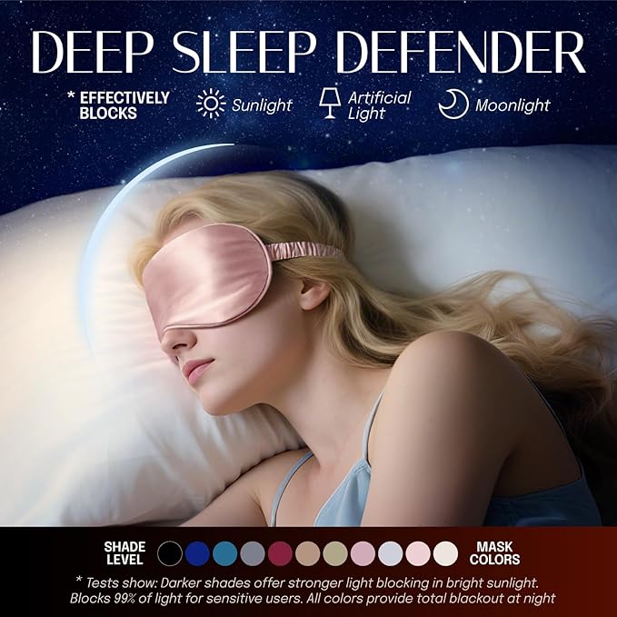 Silk Sleep Mask Eye Mask Blindfold with Double Layer Silk Filling and Elastic Strap for Full Night's Sleep, Travel and Nap, Eye Cover Eyeshade with Luxury Bag and Ear Plugs by OLESILK (Light Plum)