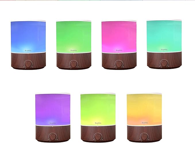 BlueHills Premium 4000 ml XL Essential Oil Diffuser 4L 4 Liter 70 Hour Run Humidifier Aromatherapy 1 Gallon Big Capacity High Mist Output for Extra Large Room Home Mood Lights Dark Wood Grain E402