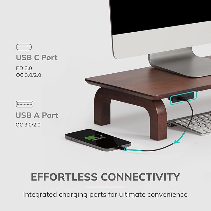 Anji Mountain Monitor Stand - Desktop Organizer & Laptop Riser, Ergonomic Monitor Riser, Space-Saving Monitor Stand for Desk, Durable Construction, Easy Assembly, Ideal for Home & Office,Walnut