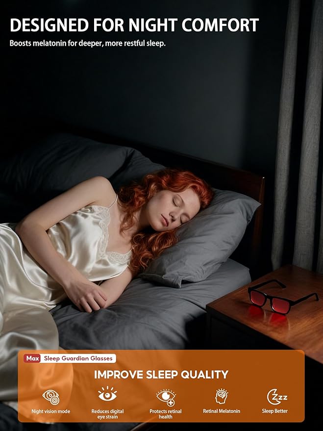 Blue Light Blocking Glasses for Men Woman, Anti Blue Light Glasses for Better Sleep Computer Use Gaming with Red Lens Reduce Eye Strain