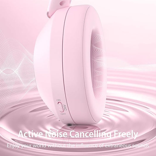 Active Noise Cancelling Headphones, 100H Playtime Headphone Wireless Bluetooth, Bluetooth Headphone with Microphone, Over Ear Wireless Headphones with Deep Bass,Fast Charging for Travel
