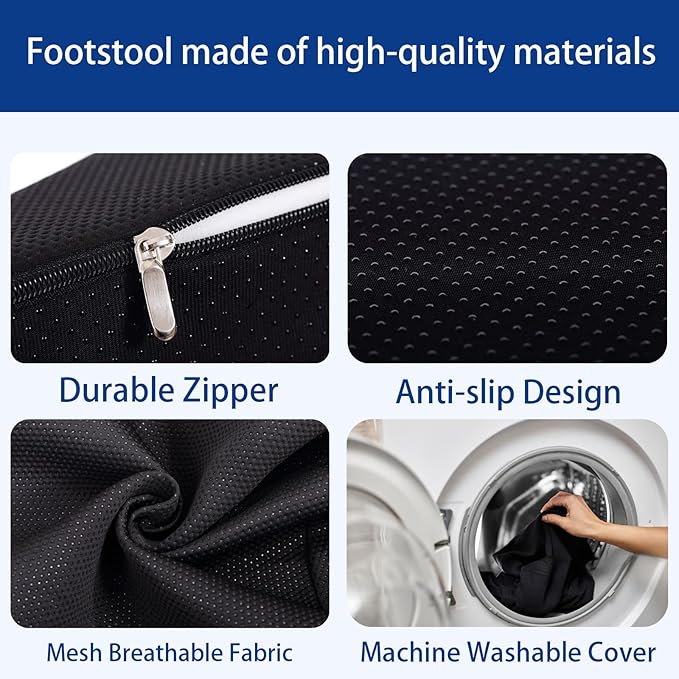 Foot Rest for Under Desk at Work Ergonomic Under Desk Footrest,Support Foot Pillow Double-Sided Footstool, for Office, Home & Gaming Leg Elevation Pillow Black