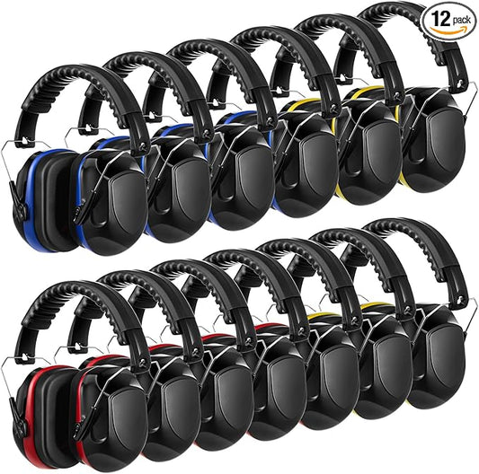 Amylove 12 Pcs Kids Ear Protection Noise Cancelling Headphones Ear Muffs Bulk 27db Adult Noise Reduction Hearing Earmuff(Universal Fit (kids & Adults),Shooting Style,Black Color)
